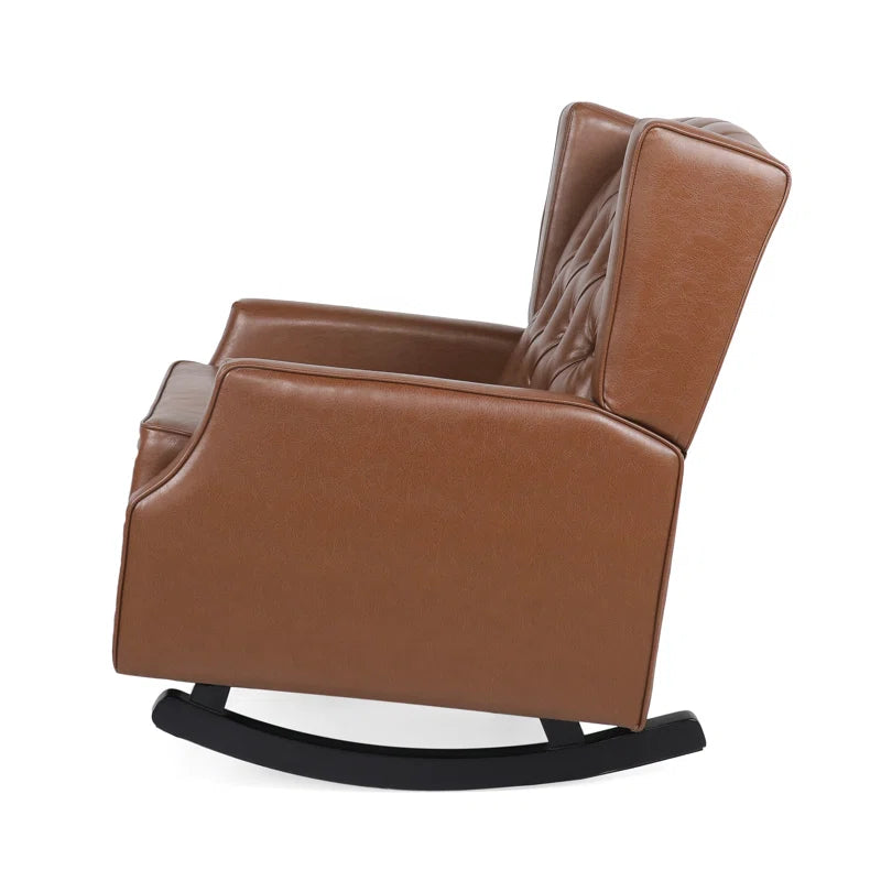 Jaylon Modernite chesterfield Upholstered Rocking Chair- Wooden Bazar