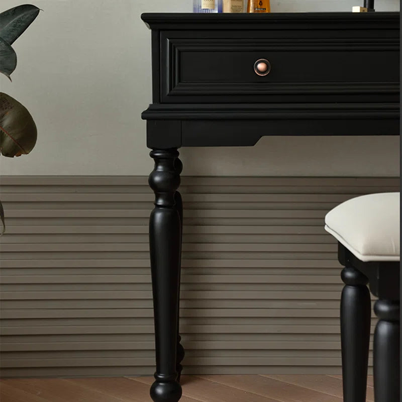 Liviaster Vanity Desk With Stool And Without Mirror - Wooden bazar