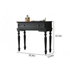 Liviaster Vanity Desk With Stool And Without Mirror - Wooden bazar