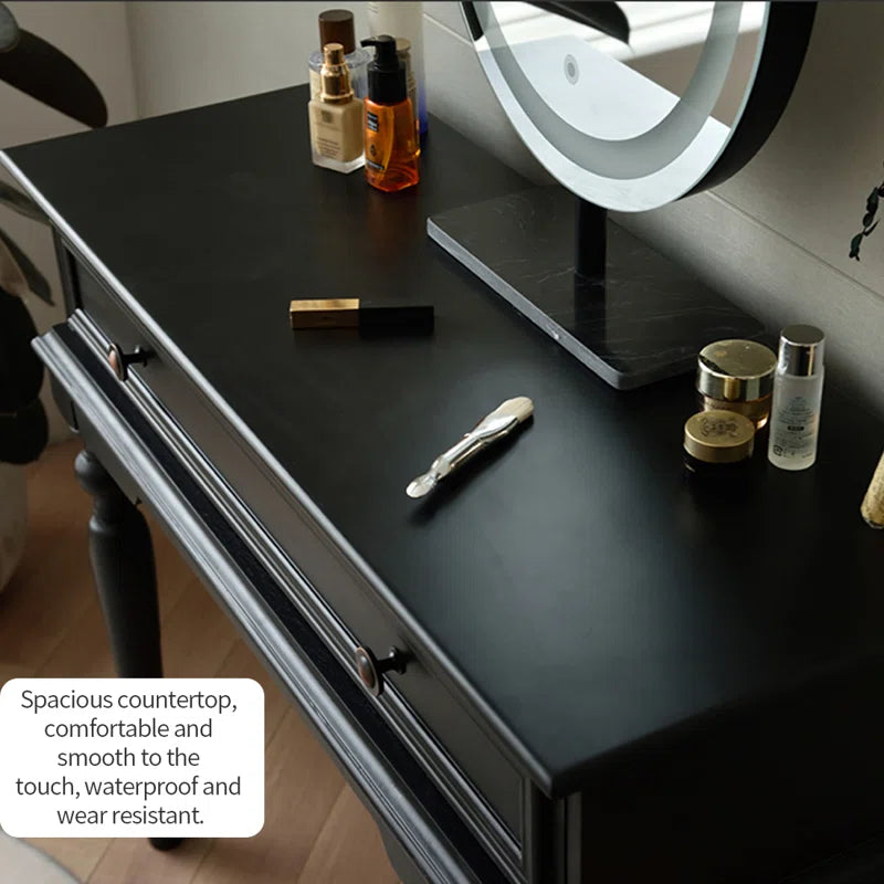 Liviaster Vanity Desk With Stool And Without Mirror - Wooden bazar