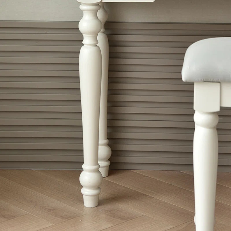 Liviaster Vanity Desk With Stool And Without Mirror - Wooden bazar
