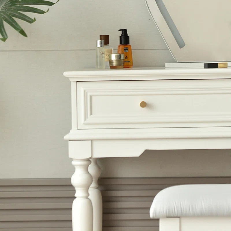 Liviaster Vanity Desk With Stool And Without Mirror - Wooden bazar