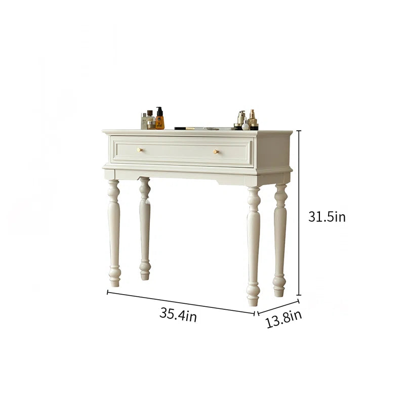 Liviaster Vanity Desk With Stool And Without Mirror - Wooden bazar