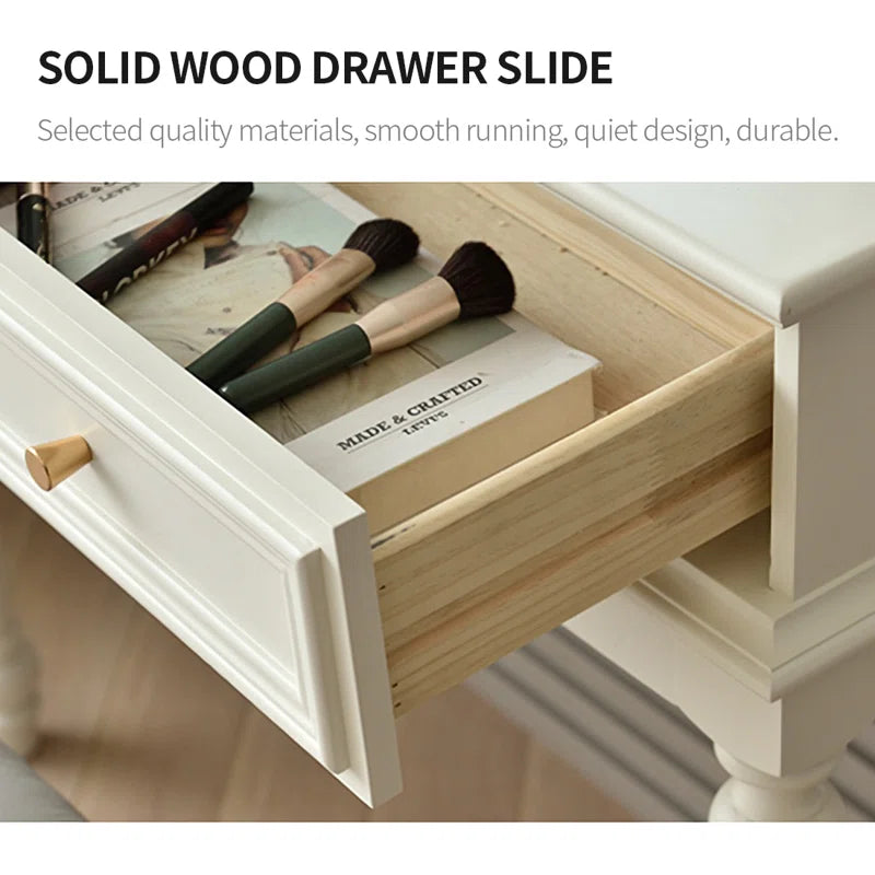 Liviaster Vanity Desk With Stool And Without Mirror - Wooden bazar