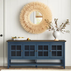 67.75 in Wide Modern Farmhouse Sideboard with Glass Doors