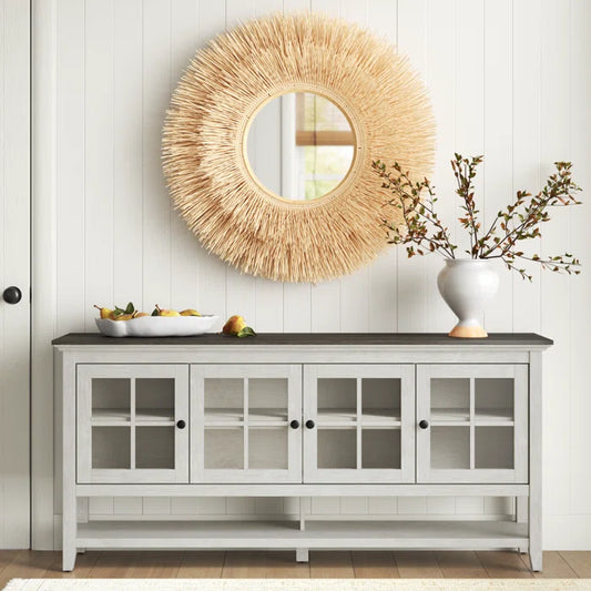 67.75 in Wide Modern Farmhouse Sideboard with Glass Doors