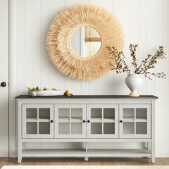 67.75 in Wide Modern Farmhouse Sideboard with Glass Doors