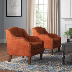 Xeler Modern Upholstered Armchair Set of 2 Accent Chairs for Living Room & Lounge