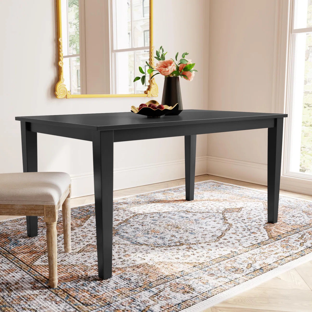 Kegsiko Modern Rectangular Shape Dining Table - Wooden Bazar