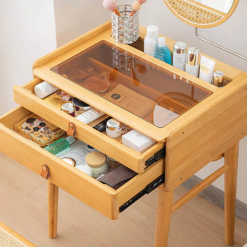 Faasger Vanity Dressing Table With Makeup Stool - Wooden Bazar