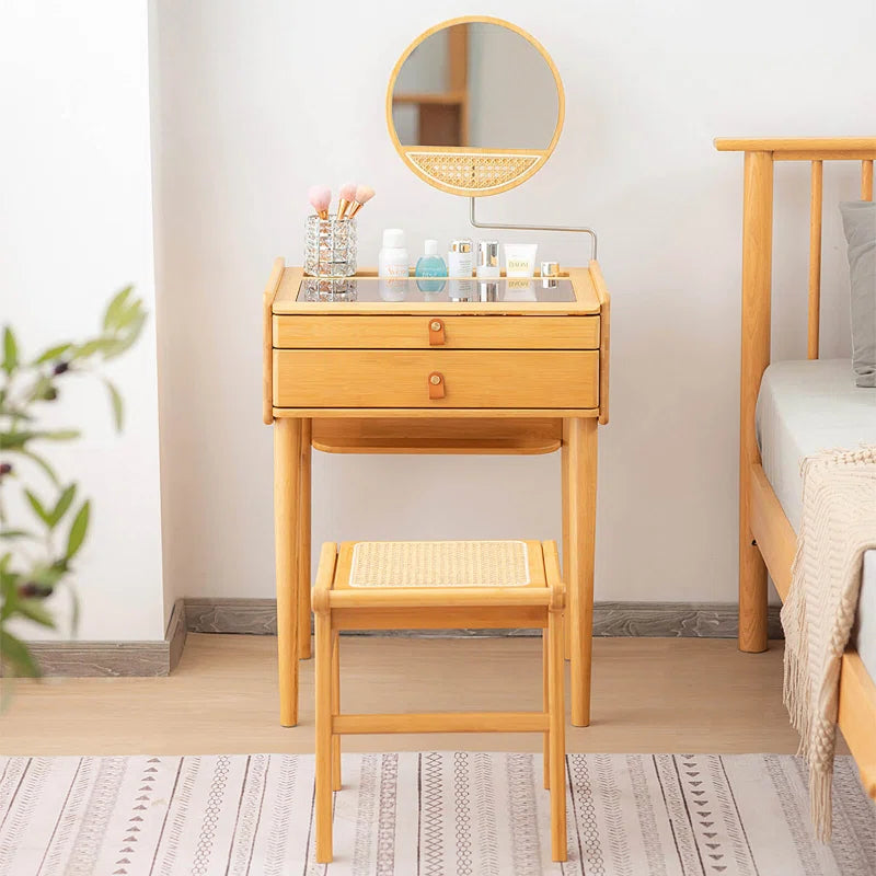 Faasger Vanity Dressing Table With Makeup Stool - Wooden Bazar