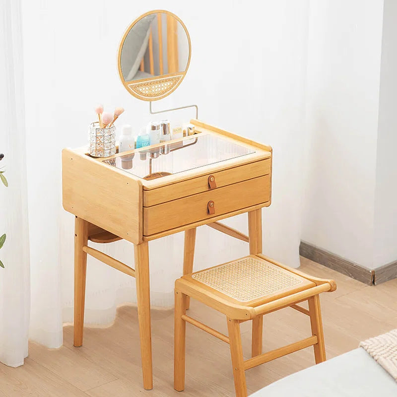 Faasger Vanity Dressing Table With Makeup Stool - Wooden Bazar