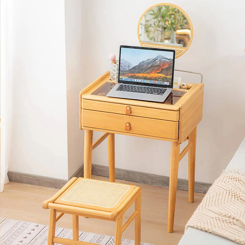 Faasger Vanity Dressing Table With Makeup Stool - Wooden Bazar