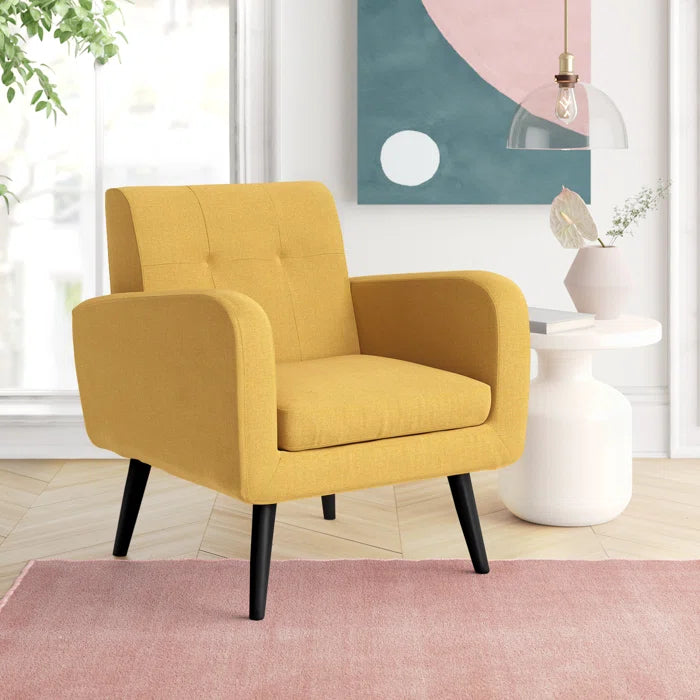 Zolly Modern Upholstered 1 Seater Sofa ArmChair - Wooden Bazar