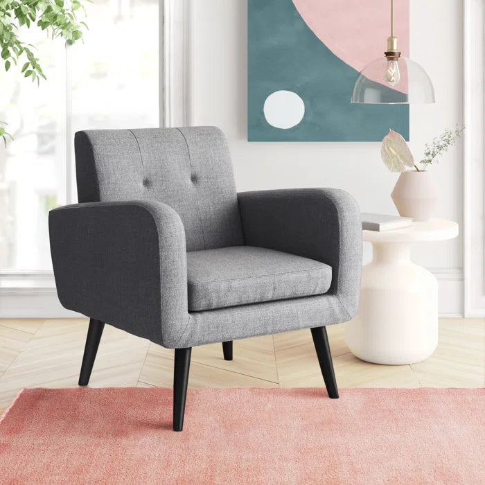 Zolly Modern Upholstered 1 Seater Sofa ArmChair - Wooden Bazar