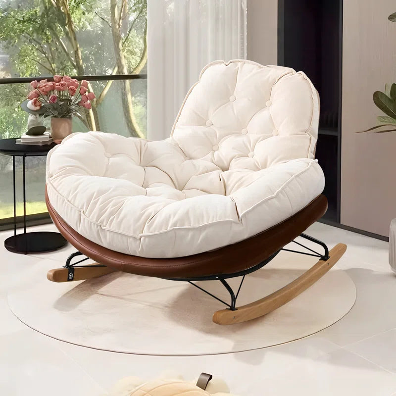 Halepino Upholstered Rocking Chair - Wooden Bazar