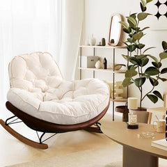 Halepino Upholstered Rocking Chair - Wooden Bazar