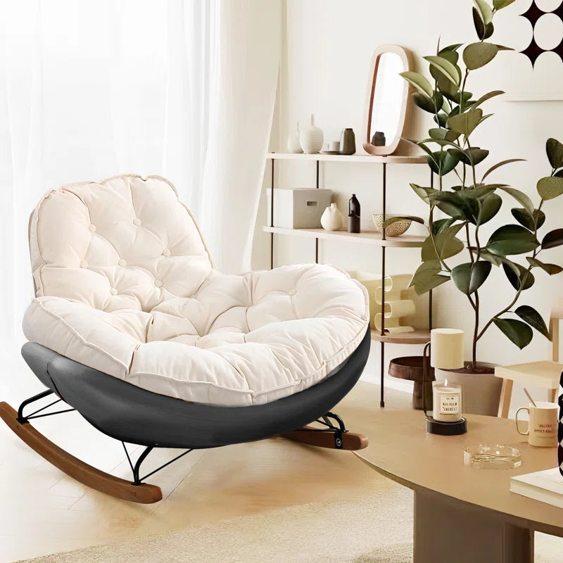 Halepino Upholstered Rocking Chair - Wooden Bazar