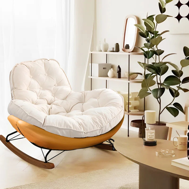 Halepino Upholstered Rocking Chair - Wooden Bazar