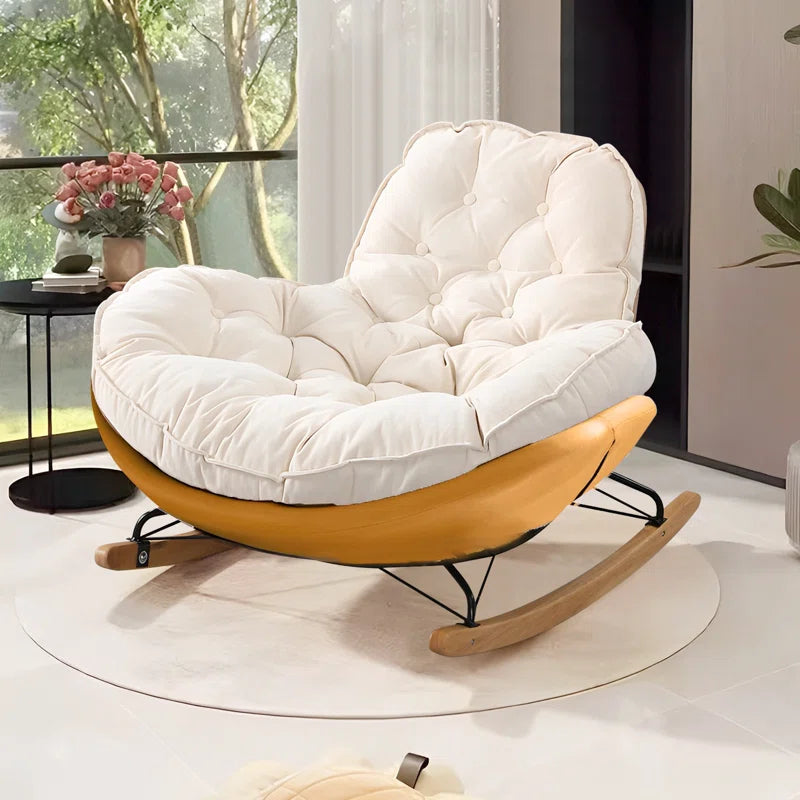 Halepino Upholstered Rocking Chair - Wooden Bazar