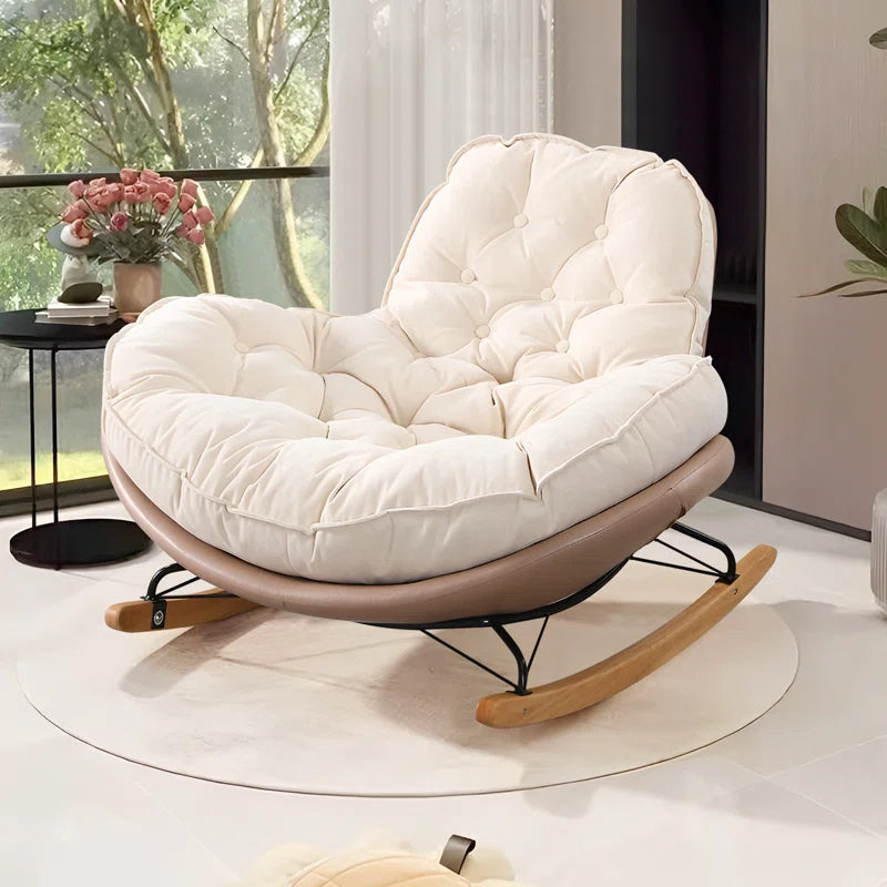 Halepino Upholstered Rocking Chair - Wooden Bazar