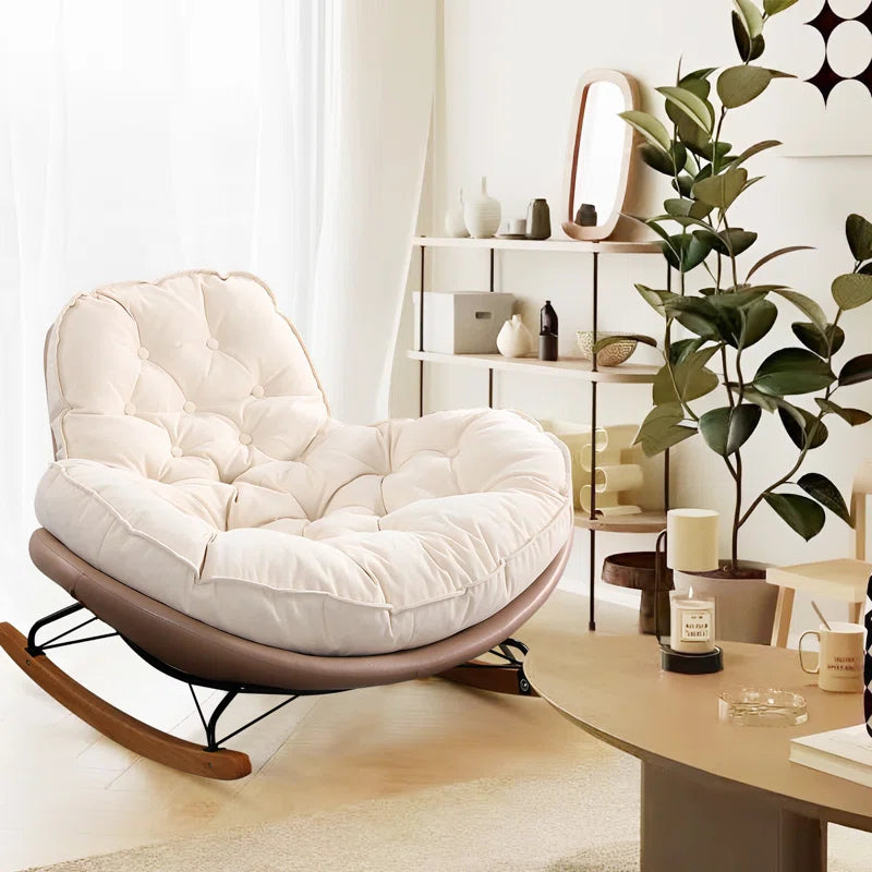 Halepino Upholstered Rocking Chair - Wooden Bazar