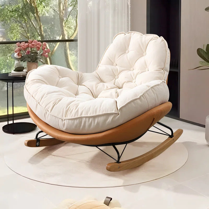 Halepino Upholstered Rocking Chair - Wooden Bazar