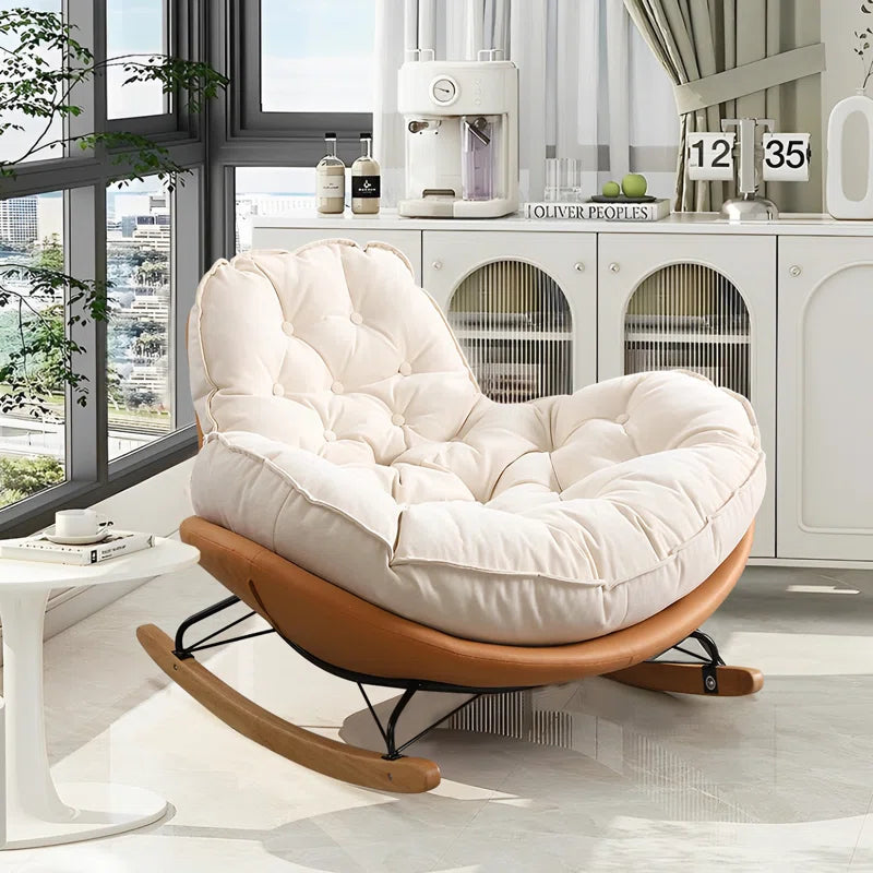 Halepino Upholstered Rocking Chair - Wooden Bazar