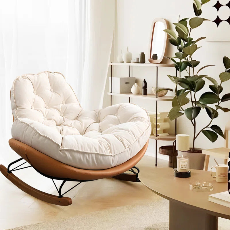 Halepino Upholstered Rocking Chair - Wooden Bazar