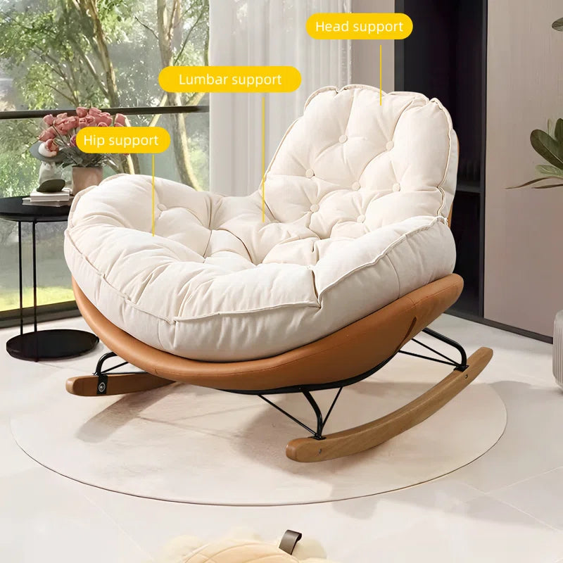 Halepino Upholstered Rocking Chair - Wooden Bazar