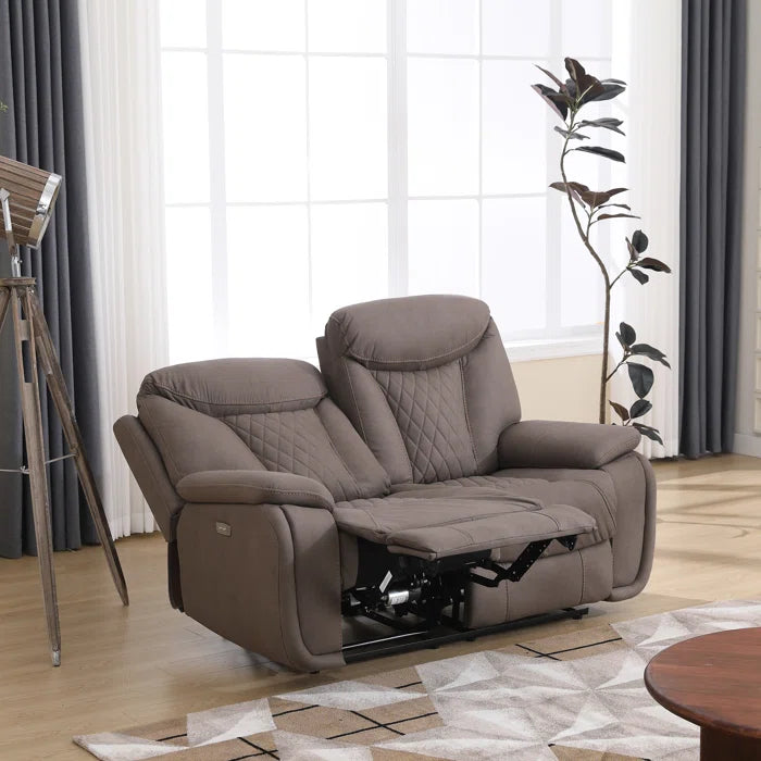 Alyceas 3 - Piece Breathable Leather Cushion Back Power Reclining Living Room Luxury Sofa Set