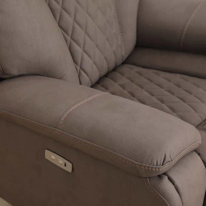 Alyceas 3 - Piece Breathable Leather Cushion Back Power Reclining Living Room Luxury Sofa Set