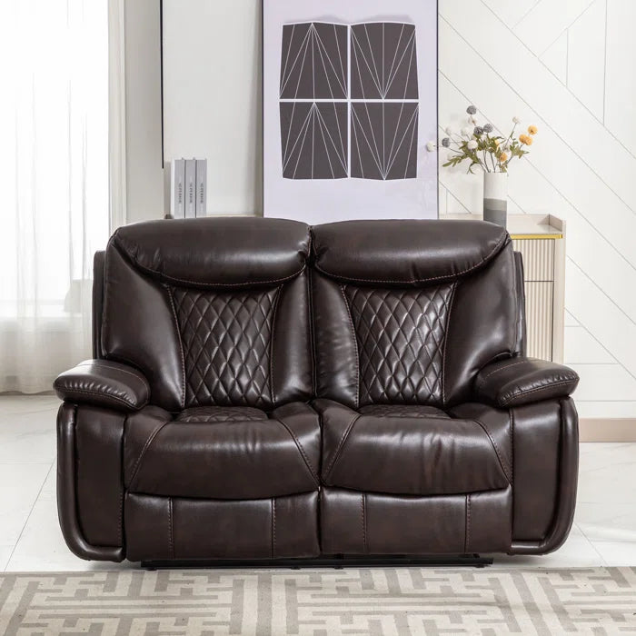 Alyceas 3 - Piece Breathable Leather Cushion Back Power Reclining Living Room Luxury Sofa Set