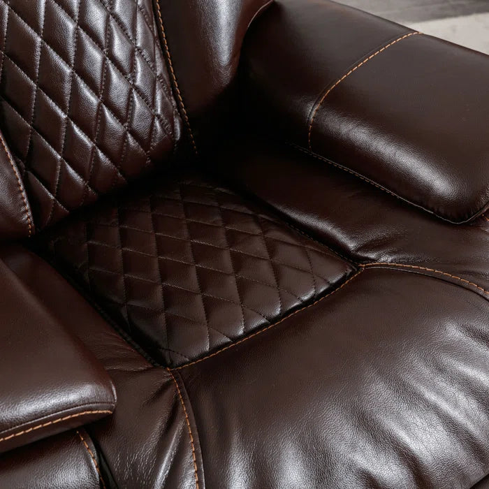 Alyceas 3 - Piece Breathable Leather Cushion Back Power Reclining Living Room Luxury Sofa Set