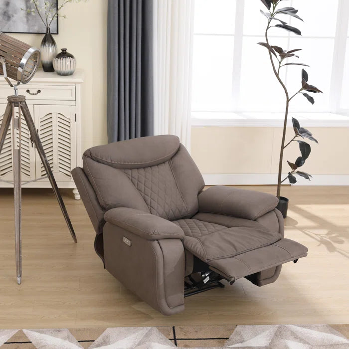 Alyceas 3 - Piece Breathable Leather Cushion Back Power Reclining Living Room Luxury Sofa Set