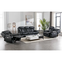 Alyceas 3 - Piece Breathable Leather Cushion Back Power Reclining Living Room Luxury Sofa Set