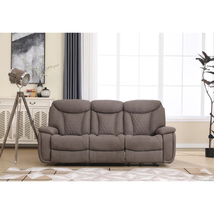 Alyceas 3 - Piece Breathable Leather Cushion Back Power Reclining Living Room Luxury Sofa Set