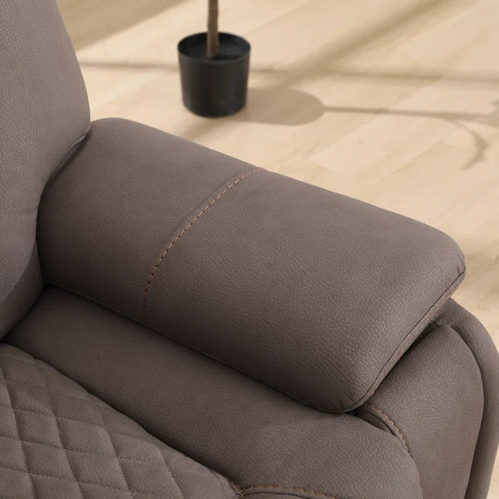 Alyceas 3 - Piece Breathable Leather Cushion Back Power Reclining Living Room Luxury Sofa Set