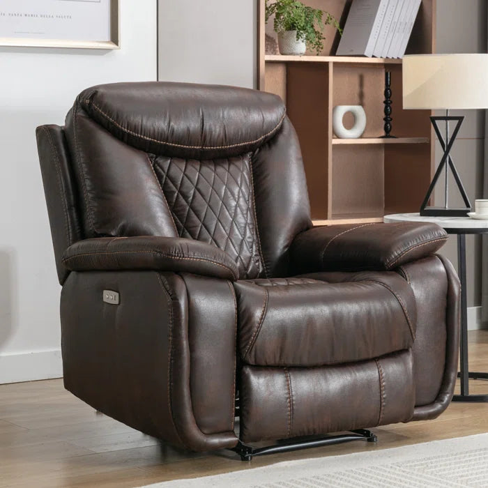 Alyceas 3 - Piece Breathable Leather Cushion Back Power Reclining Living Room Luxury Sofa Set