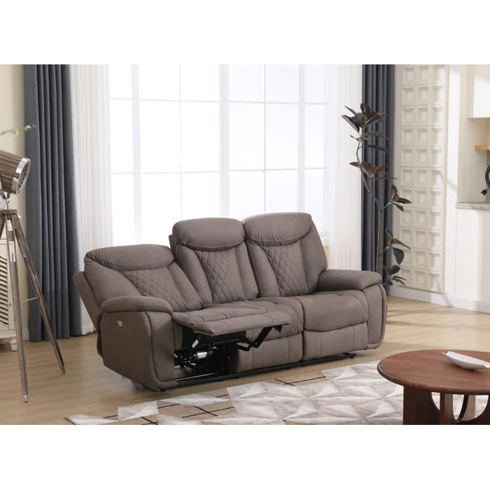 Alyceas 3 - Piece Breathable Leather Cushion Back Power Reclining Living Room Luxury Sofa Set