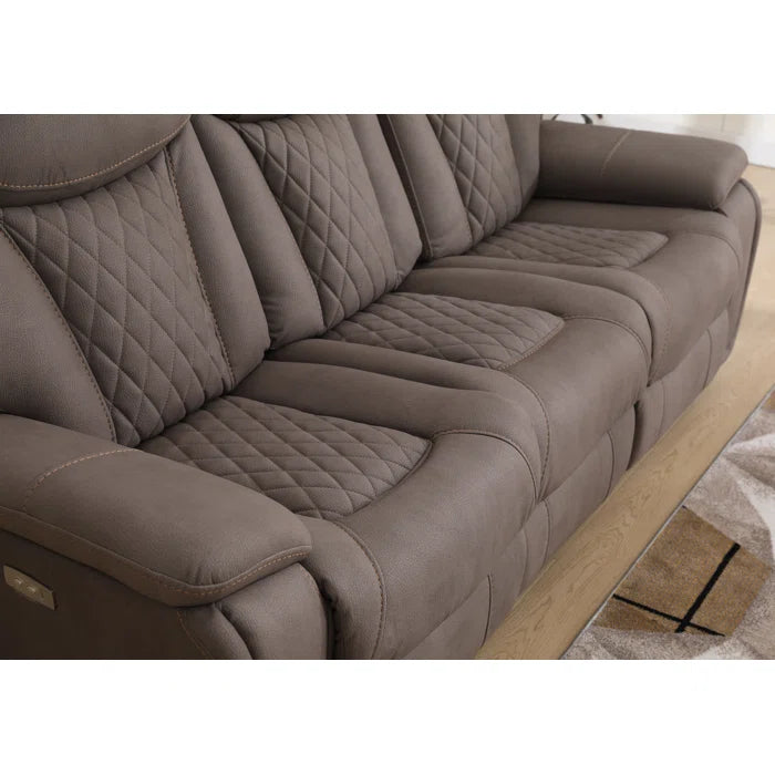 Alyceas 3 - Piece Breathable Leather Cushion Back Power Reclining Living Room Luxury Sofa Set