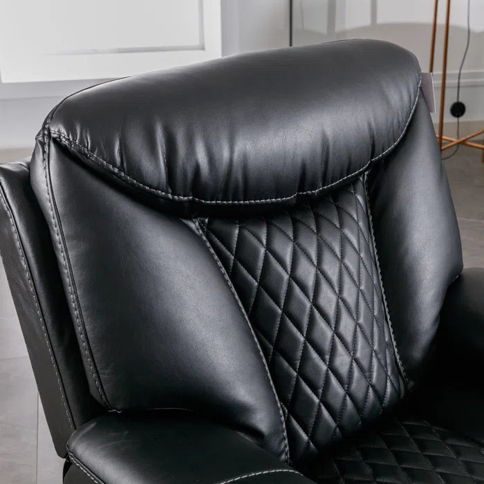 Alyceas 3 - Piece Breathable Leather Cushion Back Power Reclining Living Room Luxury Sofa Set