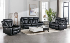 Alyceas 3 - Piece Breathable Leather Cushion Back Power Reclining Living Room Luxury Sofa Set