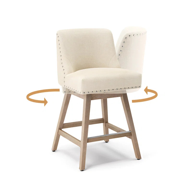 Amaniay Swivel Upholstered 26'' Counter and bar Stool with Solid Wood Frame