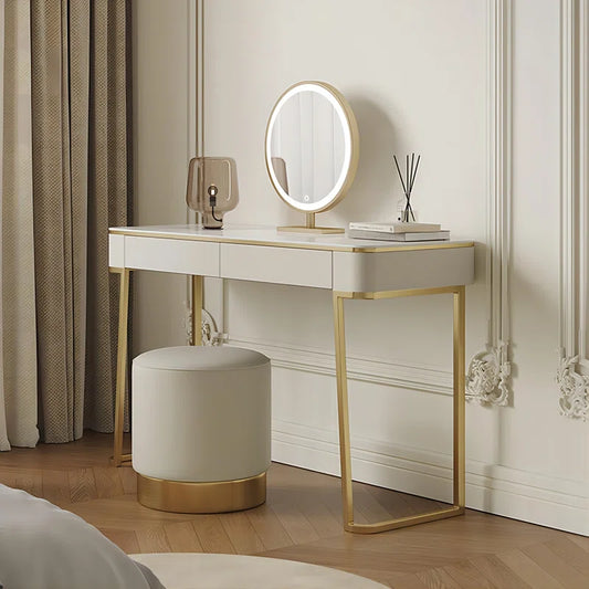 Amaurys Vanity dressing table with mirror, light and stool