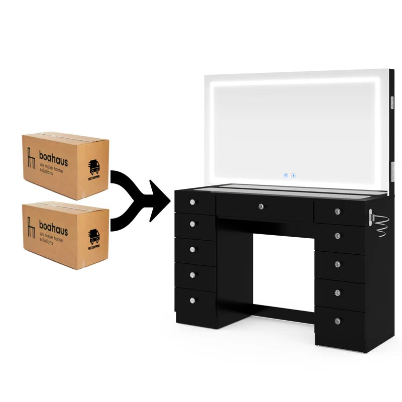 Lahoren Premium Vanity Table With Bluetooth Speakers And 11 Spacious Drawers