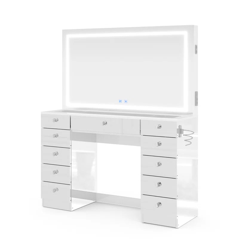 Lahoren Premium Vanity Table With Bluetooth Speakers And 11 Spacious Drawers