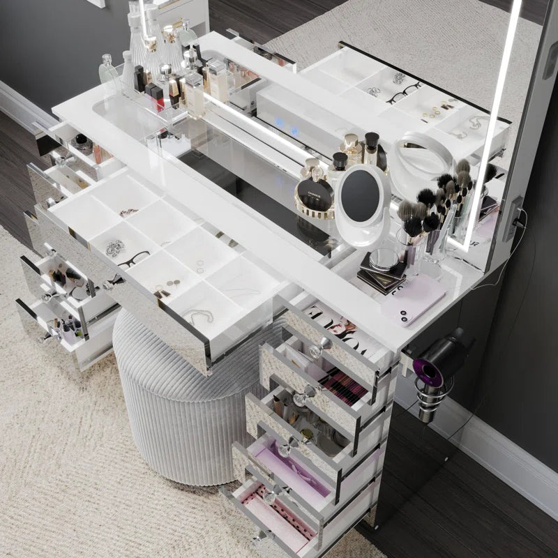 Lahoren Premium Vanity Table With Bluetooth Speakers And 11 Spacious Drawers