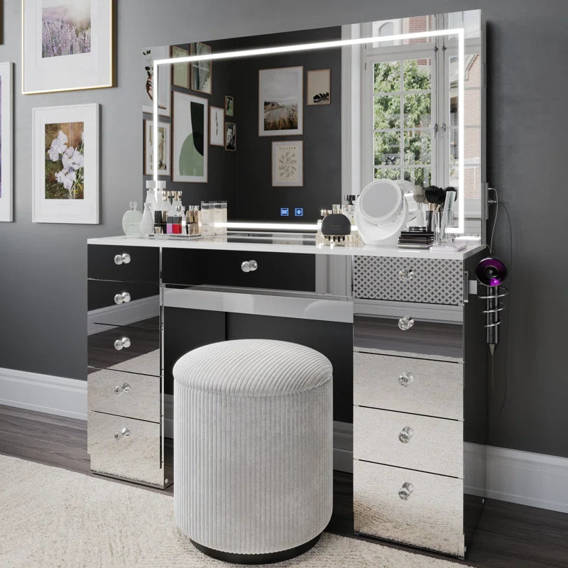 Lahoren Premium Vanity Table With Bluetooth Speakers And 11 Spacious Drawers