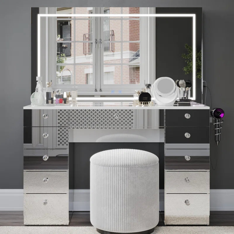 Lahoren Premium Vanity Table With Bluetooth Speakers And 11 Spacious Drawers